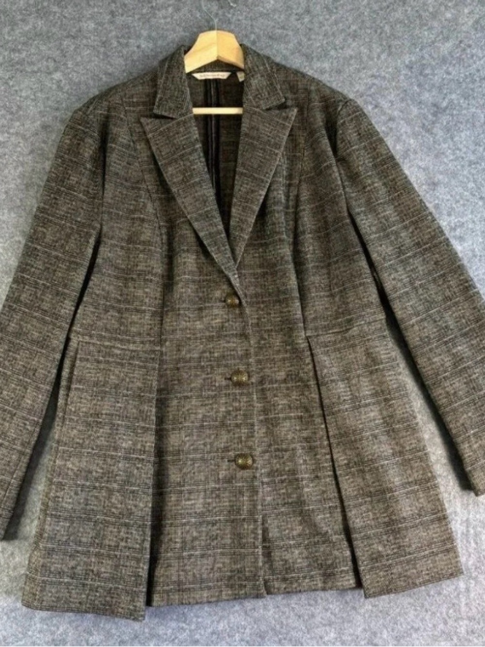 Soft Surroundings Women’s Brown Tweed Button-Front Coat Jacket